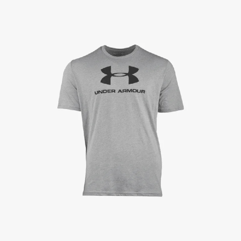 Midnight Madness Under Armour Mens Sportstyle Logo Short Sleeve Tee Steel Light Heather/Black