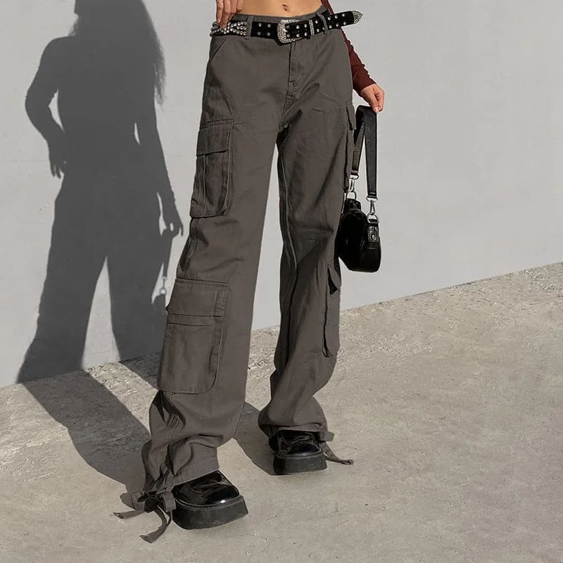 Celebrate the Weekend with Discounts Drawstring solid low rise cargo pocket jeans