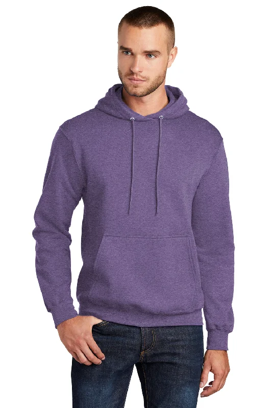 Mega Sale Port & Company Mens Core Pill Resistant Fleece Hooded Sweatshirt Hoodie w/ Pouch Pocket - Heather Purple