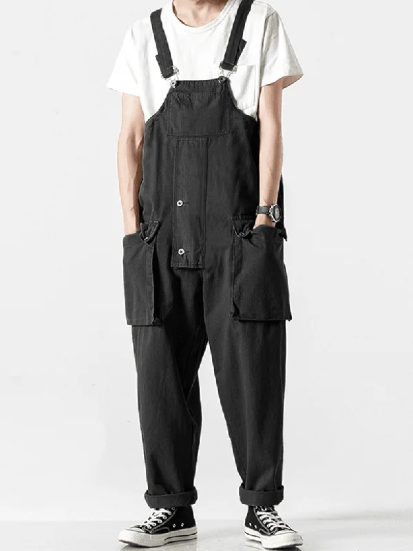 Best Seller Mens Fashion High Rise Solid Color Multi Pockets Casual Overalls Pants