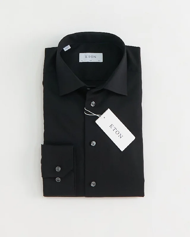 Overstock Signature Twill Black Slim Dress Shirt
