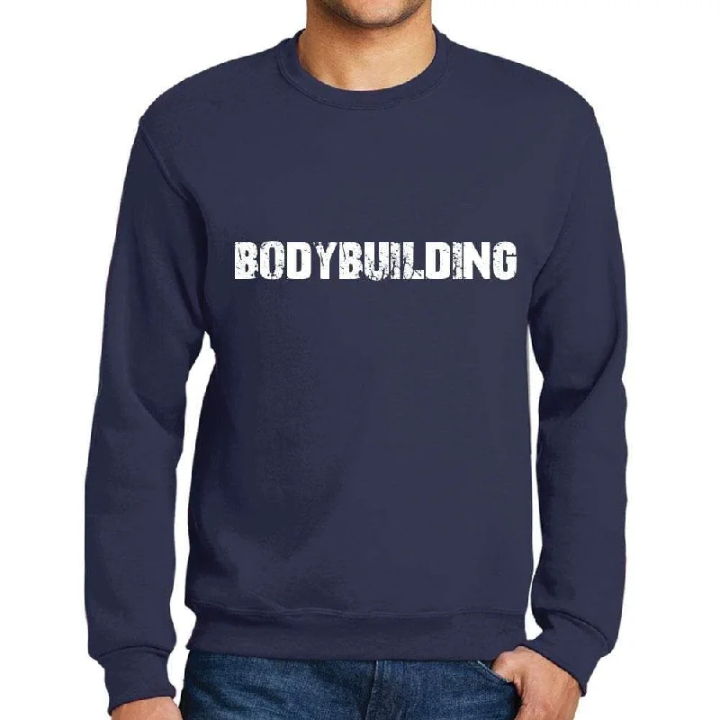 One-DAY Sale Men's Printed Graphic Sweatshirt Popular Words BODYBUILDING French Navy