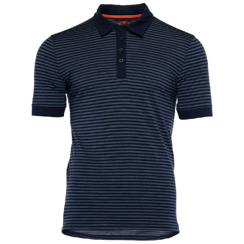 Value Deals Mens Merino 180 Short Sleeve Polo Shirt (Stripe Navy/Denim)