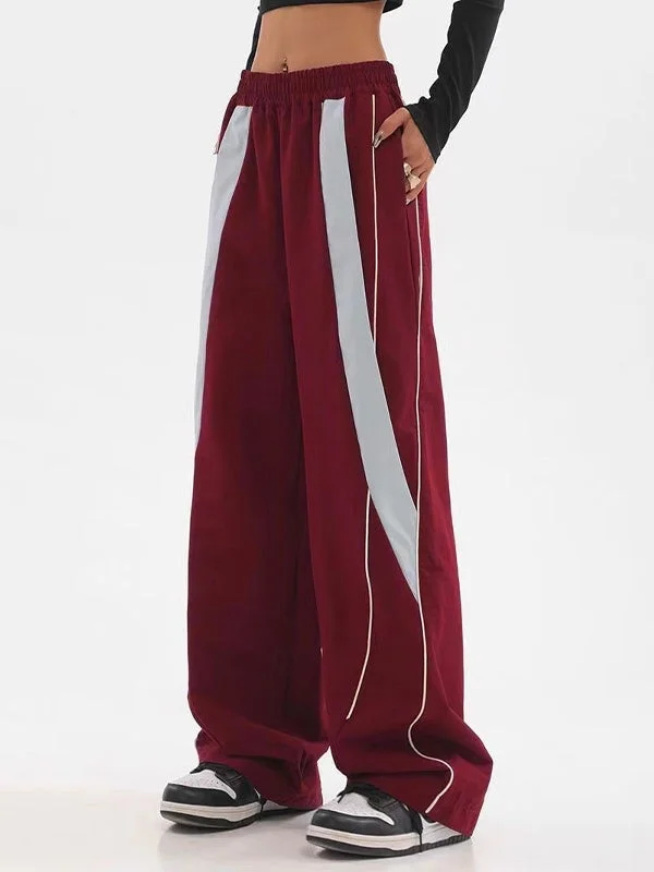 Weekend Special Piping Patchwork Baggy Sweatpants