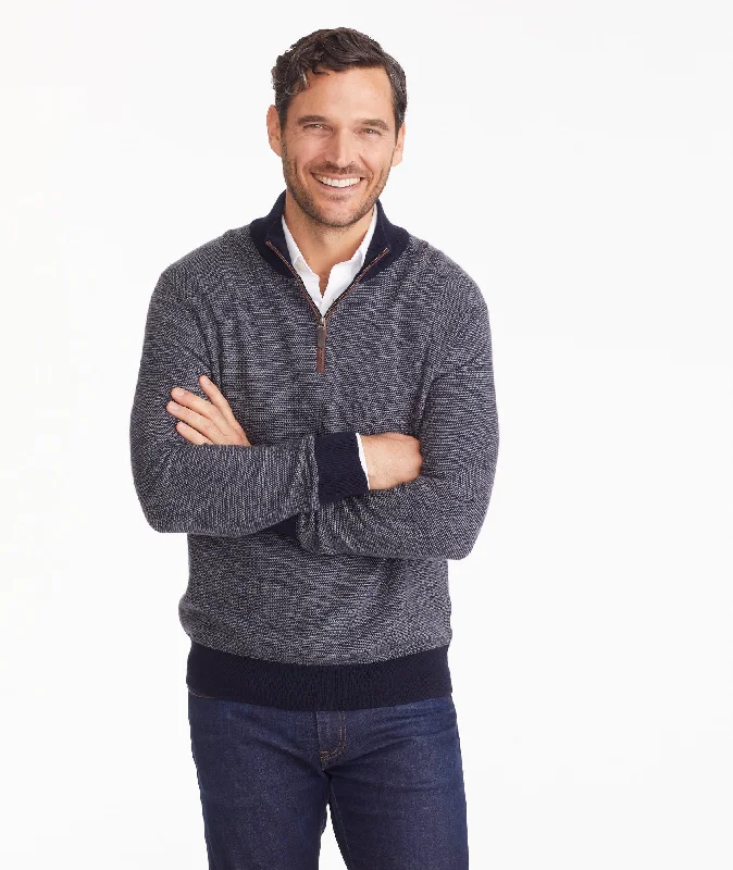 Mega Sale Birdseye Merino Wool Quarter-Zip Sweater