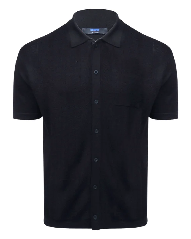 Year-End Sale Black Knit Short Sleeve Sweater