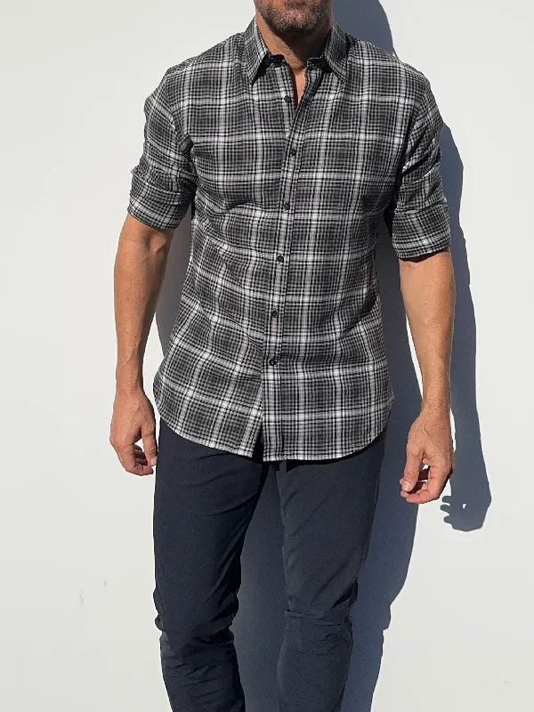Lowest Rates Black, White & Gray Glen Plaid Flannel- Small Batch #462