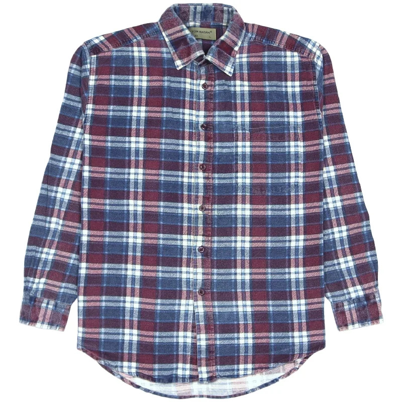 Epic Value Tom Hagan Vintage Checkered Flannel Shirt Red Blue Cream