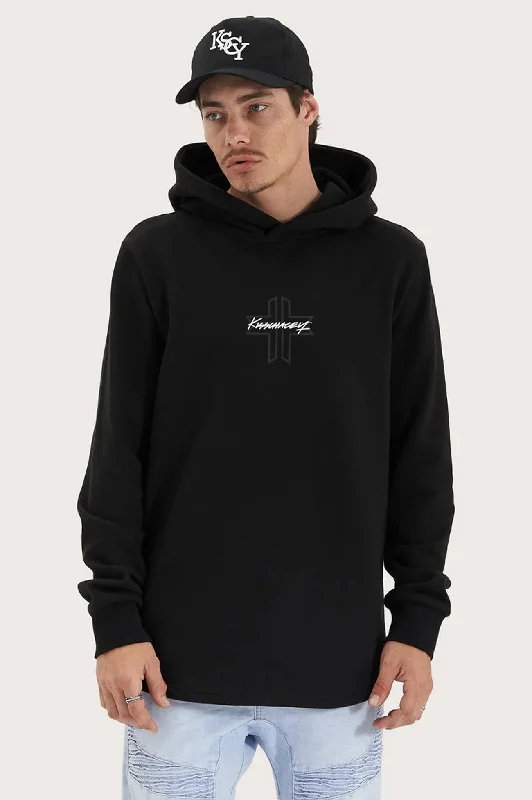 Stock Up Zenth Heavy Hooded Dual Curved Sweater Jet Black