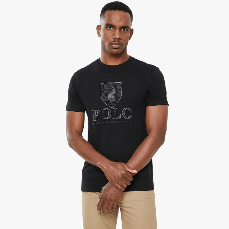 Super Bargain Polo Mens Cory Crest Crew Neck Short Sleeve Tee Black