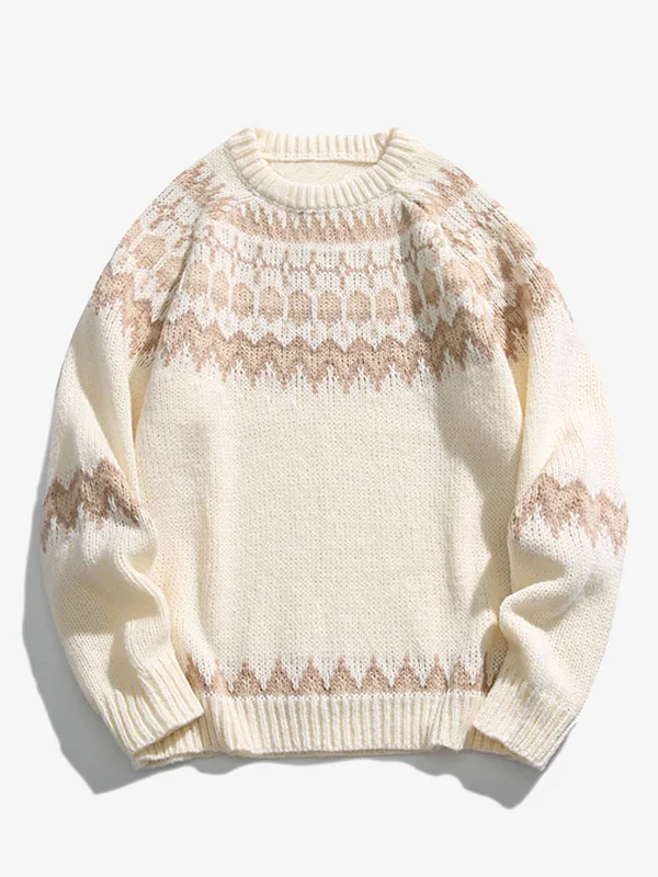Discount Mania Nordic Pattern Jacquard Woven Knitted Sweater