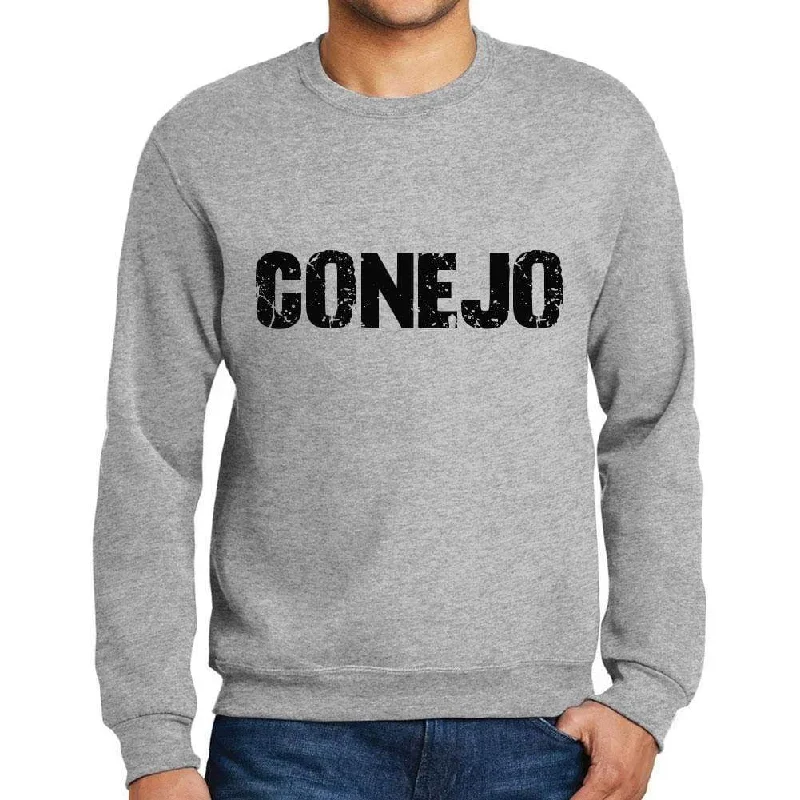 Midnight Sale Men's Printed Graphic Sweatshirt Popular Words CONEJO Grey Marl