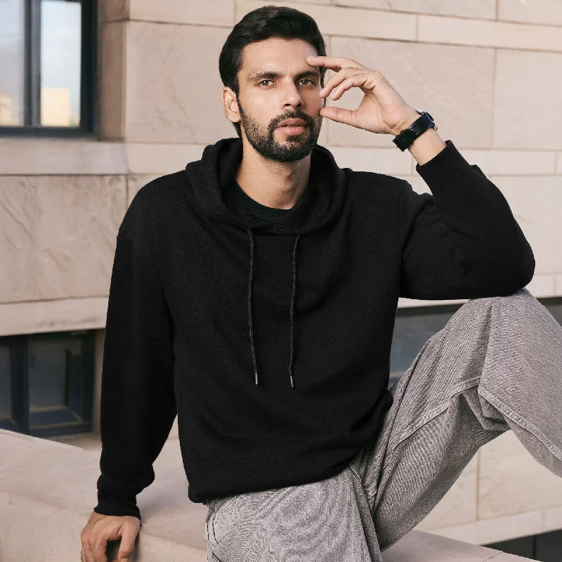 Deal Dash Pulse French Terry Cotton Blend Hoodies Pitch Black