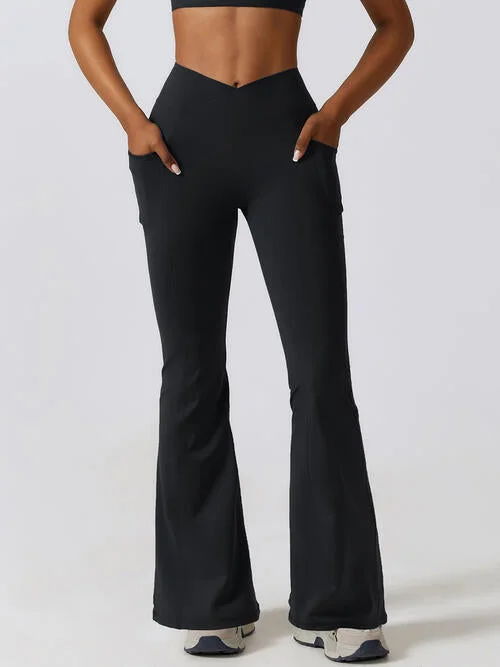 Make Your Weekend Count with Savings Flare Leg Active Pants with Pockets