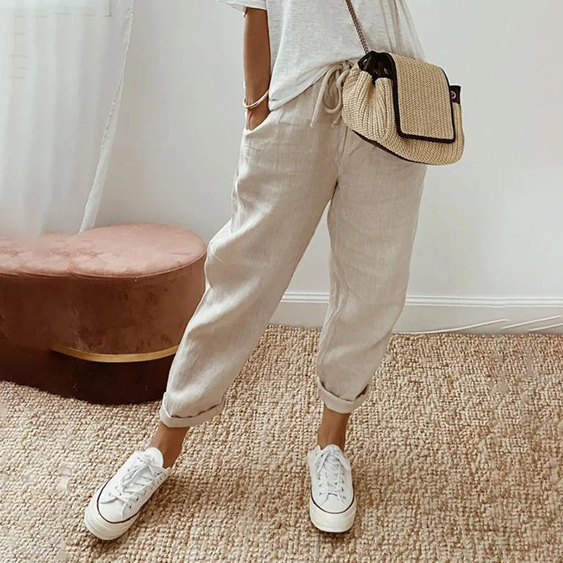 Weekend Discounts You Deserve 【Cotton And Linen】Casual Solid Color Pants