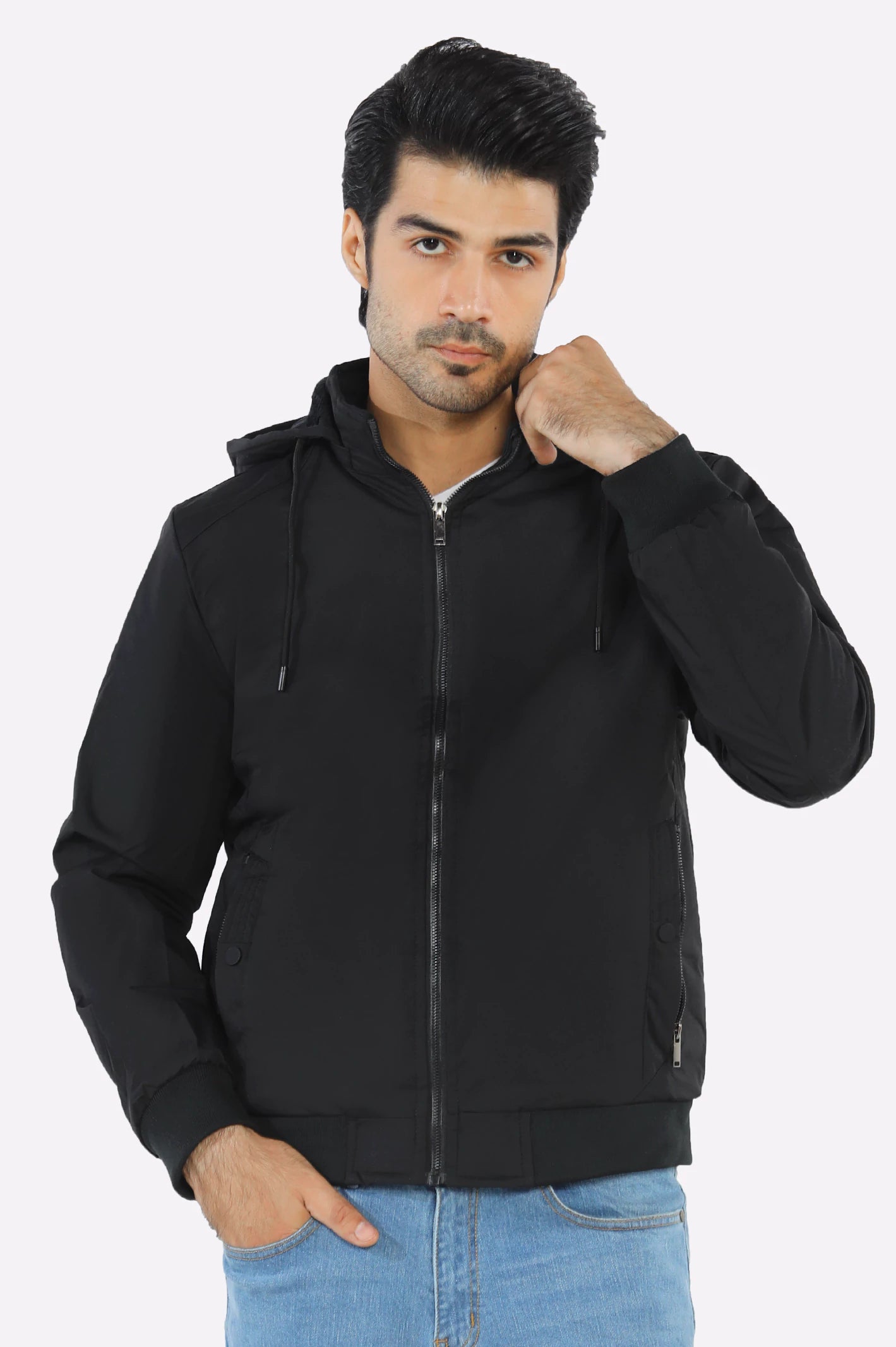 Weekend Offers That Excite Men’s Black Detachable Hoodie