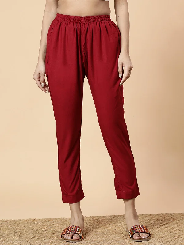 Quick Sale Maroon Rayon Pants