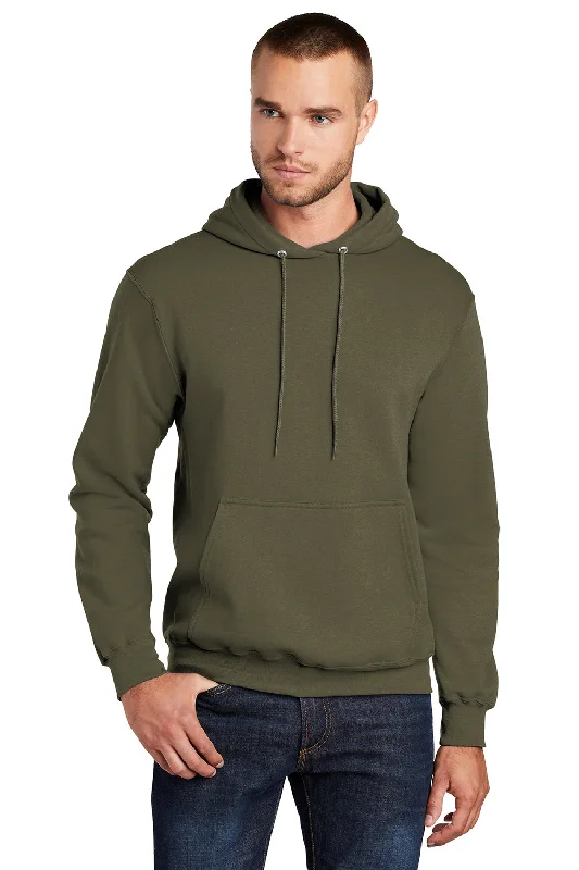 Buy More, Save More Port & Company Mens Core Pill Resistant Fleece Hooded Sweatshirt Hoodie w/ Pouch Pocket - Olive Drab Green