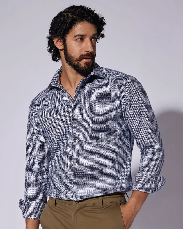 New Arrival Japanese Brushed Houndstooth Shirt - Navy