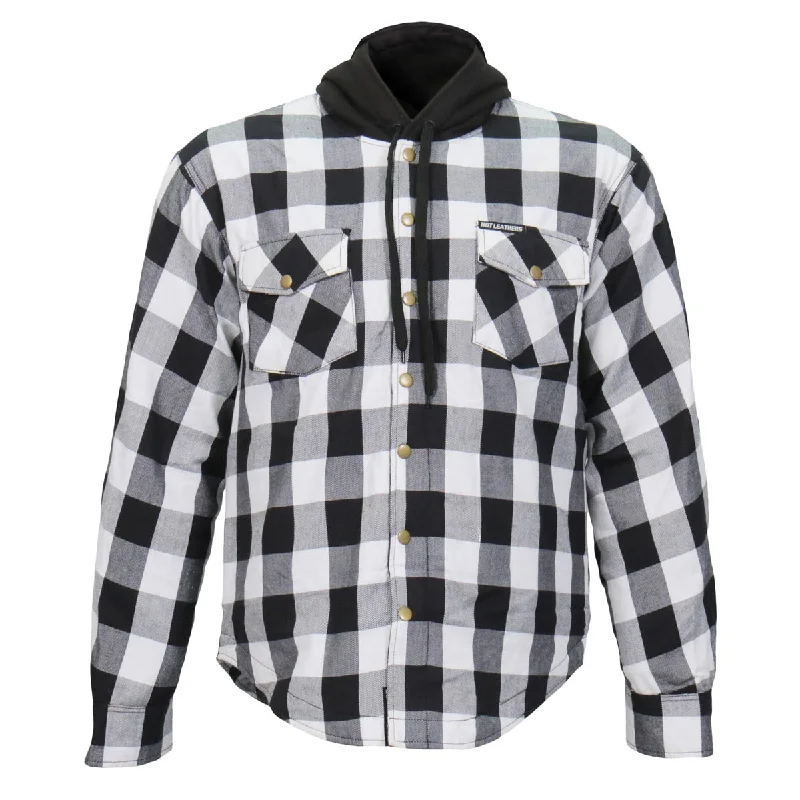 Weekend Offers That Shine Hot Leathers JKM3006 Men’s Black and White Hooded Armored Flannel Motorcycle Shirt-Jacket w/ CE Armor Protection Weekend Offers That Shine Hot Leathers JKM3006 Men’s Black and White Hooded Armored Flannel Motorcycle Shirt-Jacket w/ CE Armor Protection