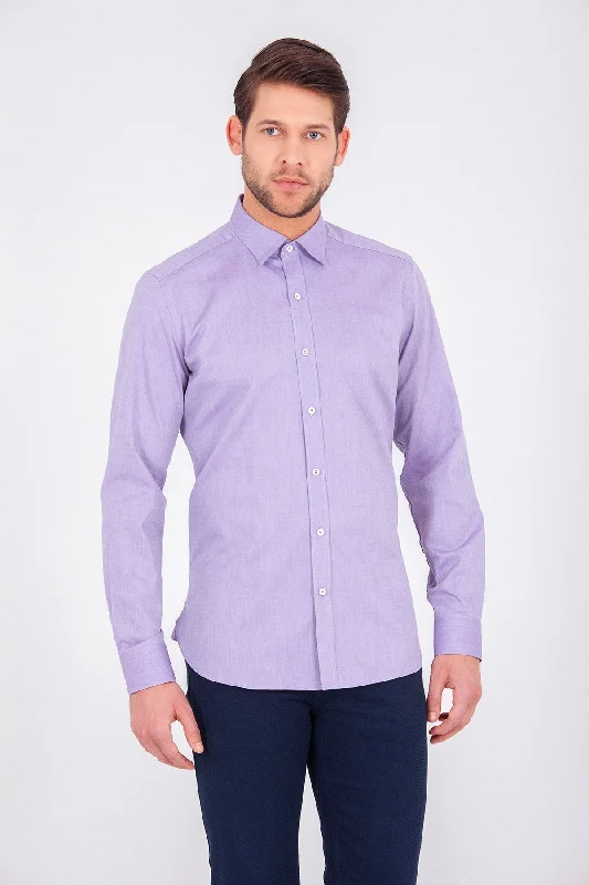 Weekend Savings Spectacle Slim Fit Long Sleeve Cotton Purple Casual Shirt
