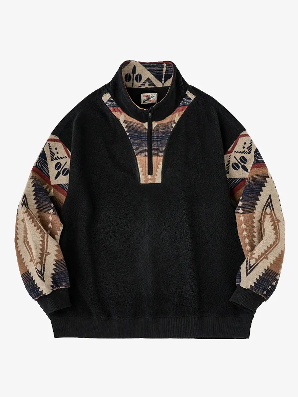 Now or Never Navajo Pattern Polar Fleece Half-Zip Sweater