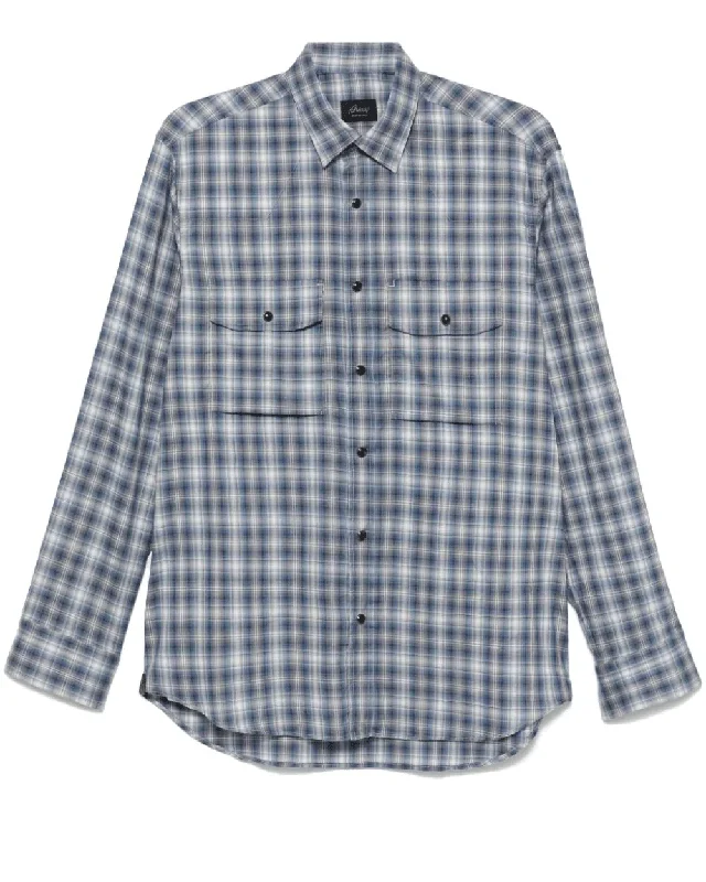Shop and Save Bluette and White Western Sportshirt