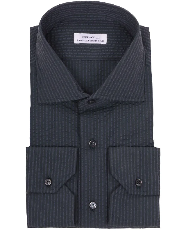Savings Galore Grey and Navy Seersucker Sportshirt