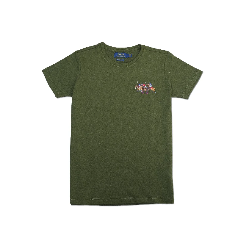 Year-End Deals RL - Men 'Olive' With logo Round Neck Slim Fit T-shirt RL236