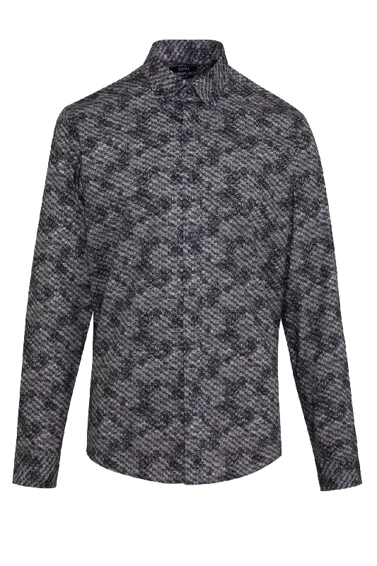Weekend Bargains to Grab Comfort Fit Floral Square Printed Cotton Gray Casual Shirt