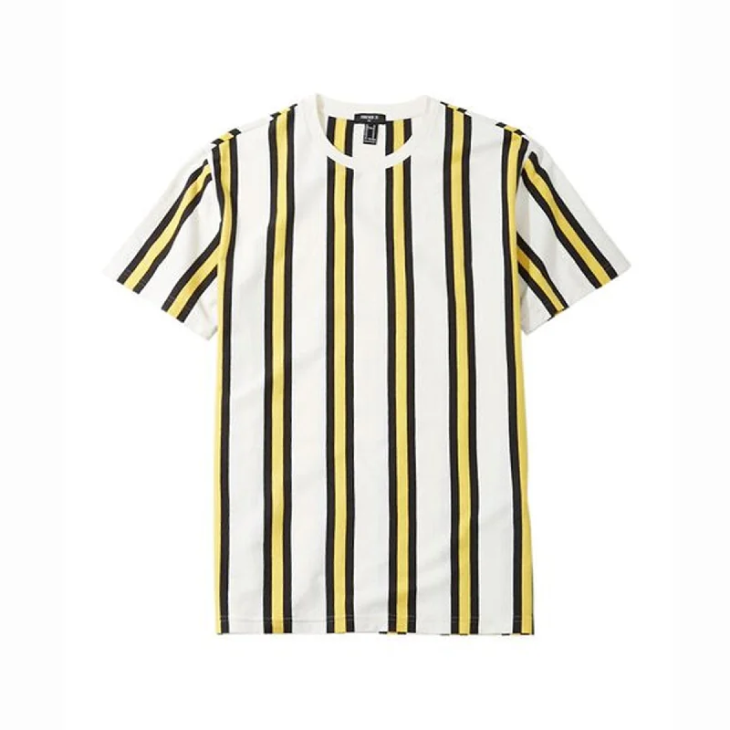 Time-Sensitive FR - Men 'White' Vertical Stripe Cotton  T-Shirt FR328
