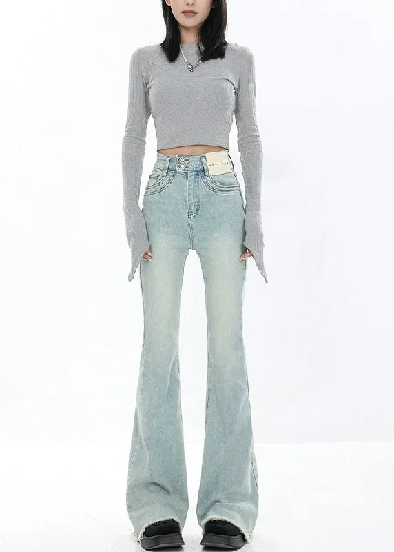 Weekend Wonders Await! Skinny Reverse-Patch Distressed Hem Flared Jeans