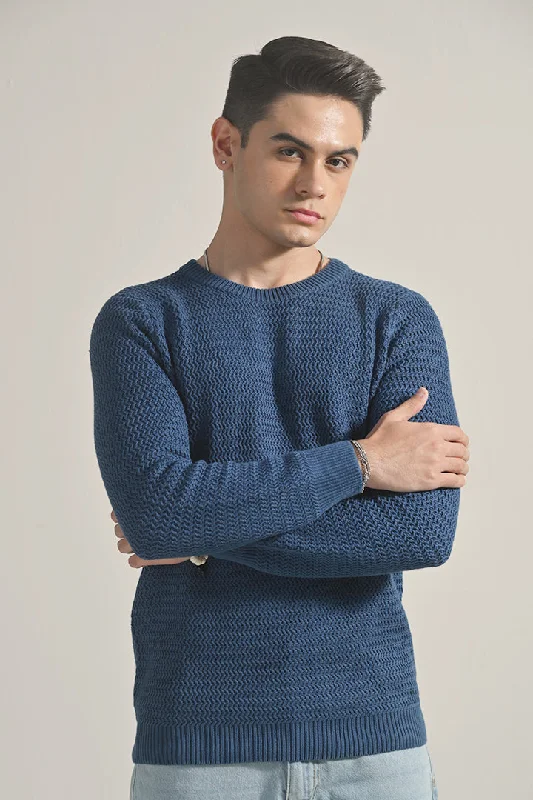 Special Promotion Knitted Sweater - Teal Blue