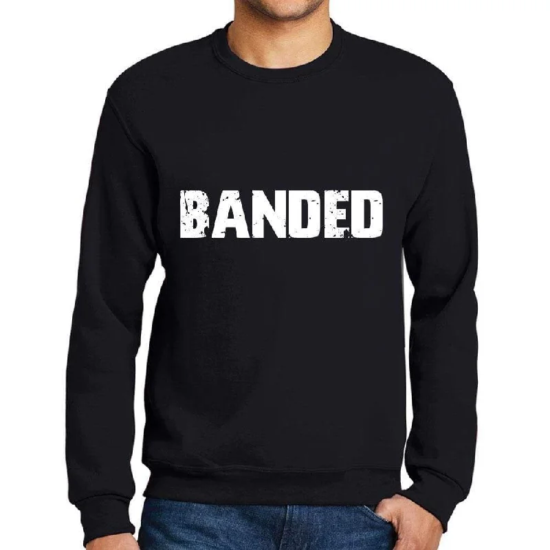 Savings Spectacular Men's Printed Graphic Sweatshirt Popular Words BANDED Deep Black