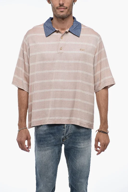 Special Promotion 4SDesigns Polo shirt with Golden-Buttons and Denim Collar