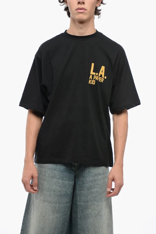 Price Drop A Paper Kid Cotton Crew-neck T-shirt witth Logo-print