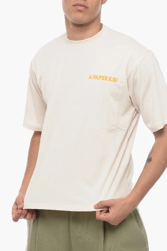 Sale Event A Paper Kid Solid Color Crew-neck T-Shirt with Printed Logo