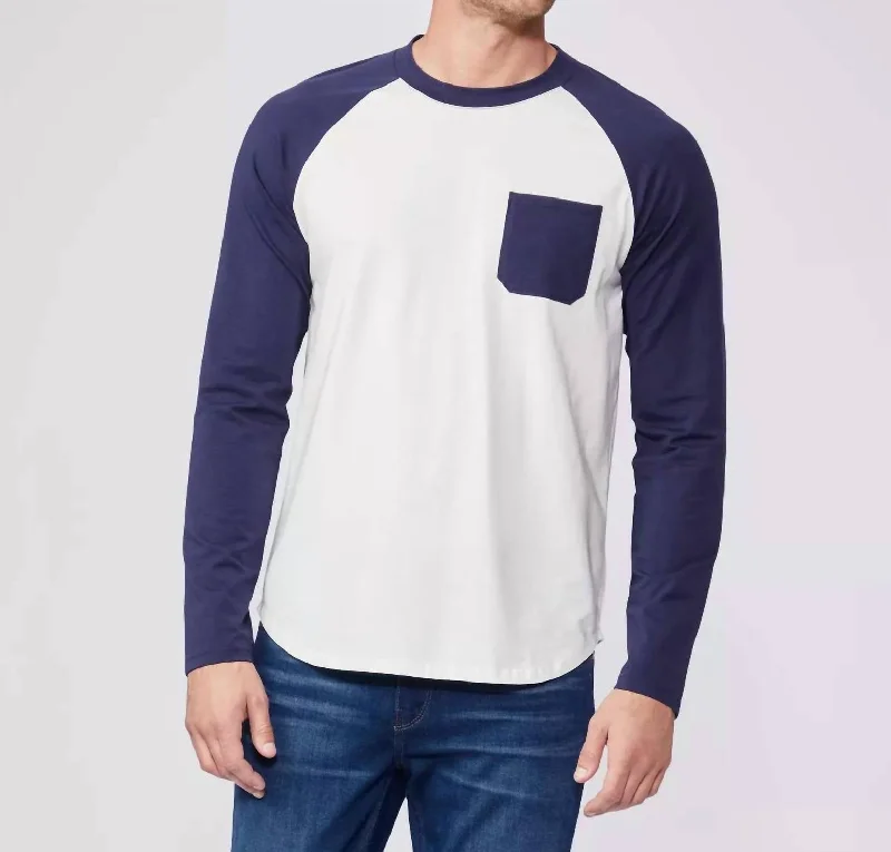 Don't Delay Abe Baseball Tee In Indigo Evening/fresh White