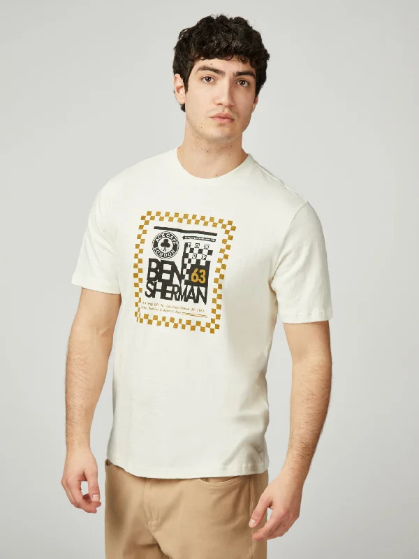 Weekend Sale: Don't Miss Out Ace Cafe Chequerboard Tee - Ivory