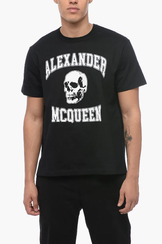 Deal Alert Alexander McQueen Crew Neck Cotton T-Shirt with Lettering Logo