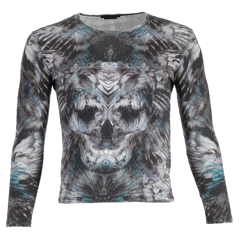 Weekend Deals to Make You Smile Alexander McQueen Skull Printed Long Sleeve T-Shirt in Multicolor Cotton