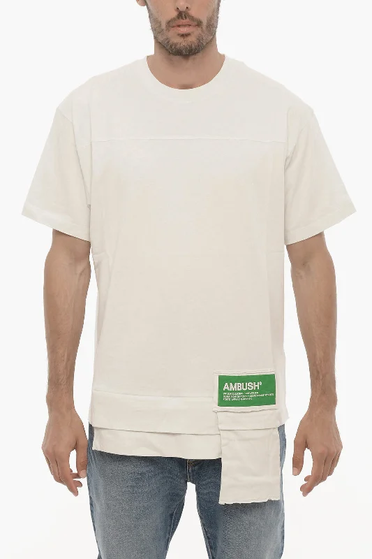 Weekend Deal Ambush Solid Color Crew-neck T-Shirt with Waist Pocket
