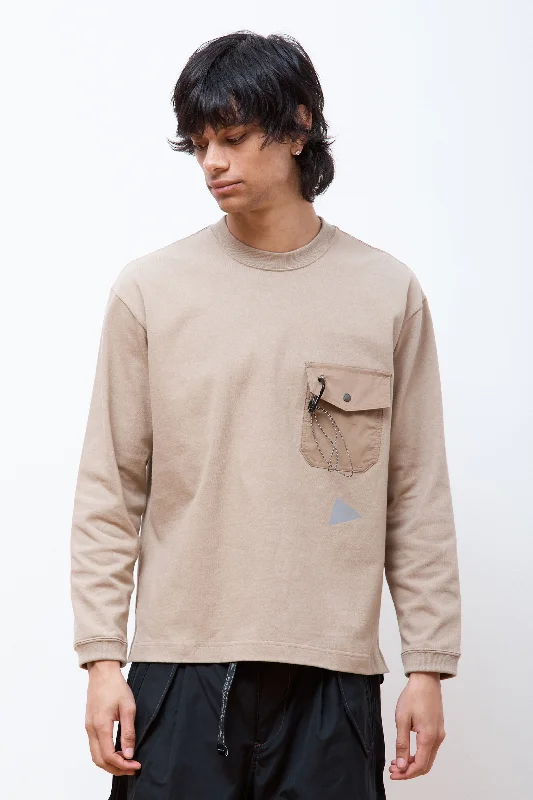 Super Sale Heavy Cotton Pocket LS T-Shirt L.Beige