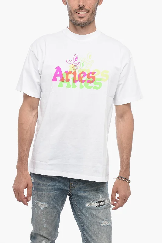 Weekend Savings Extravaganza Aries Crew-neck Cotton T-shirt with Logo Maxi