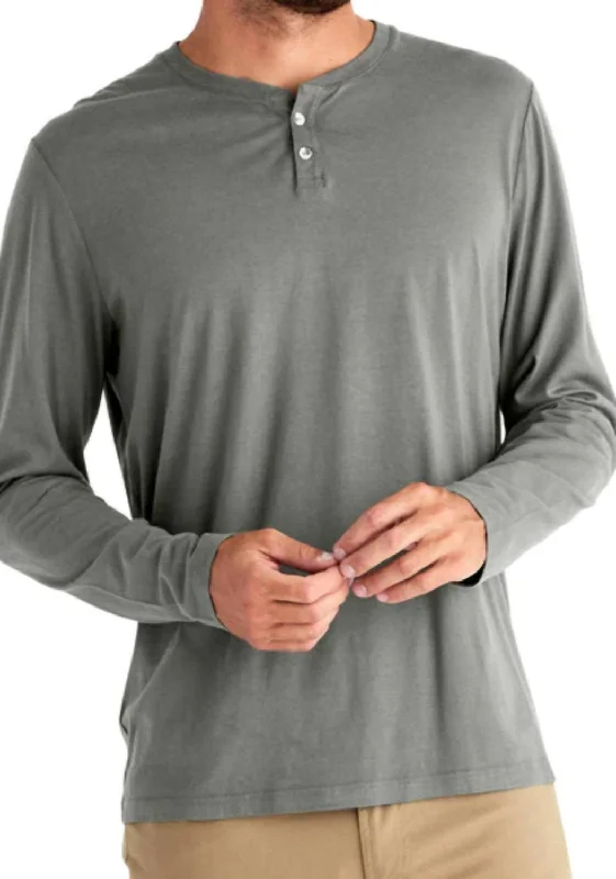 Weekend Bargains to Celebrate Bamboo Heritage Henley In Fatigue