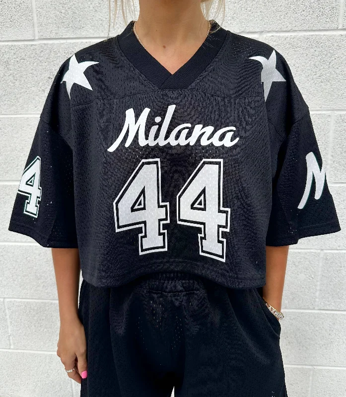 Flash Deals Black Mesh Cropped Jersey.