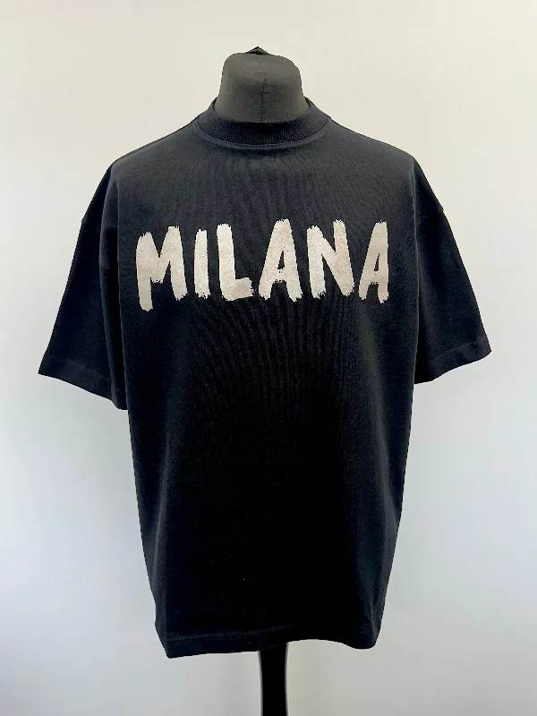 Price Cut Black Paint Heavyweight T-shirt.