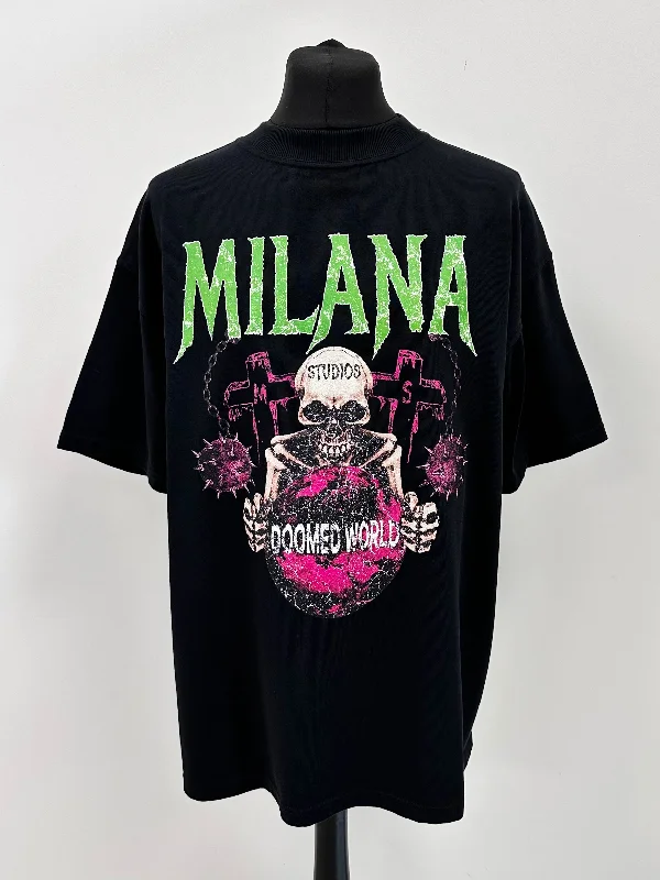 Weekend Discounts Worth Grabbing Black Skeleton World Heavyweight T-shirt.