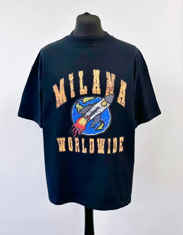 Shop the Weekend Away Black Worldwide Heavyweight T-shirt.