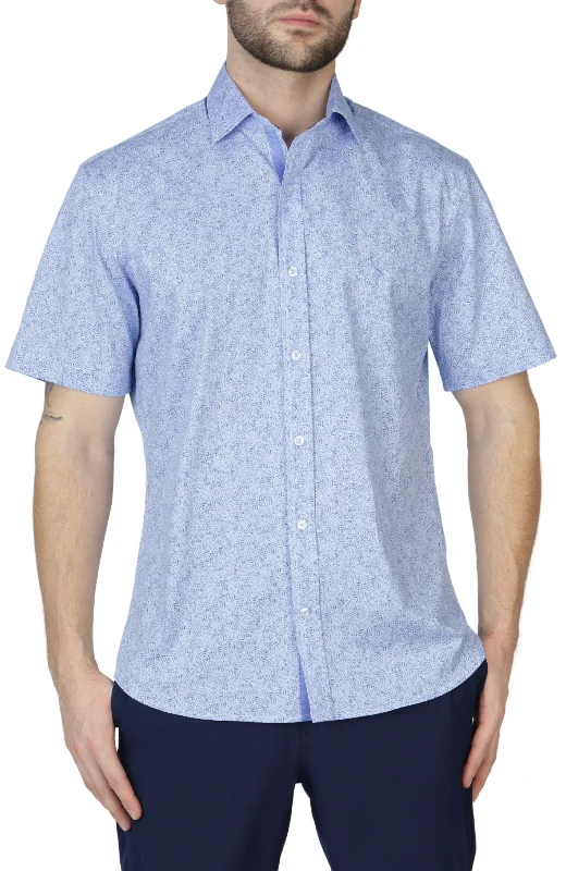 Savings Event Blue Swirl Cotton Stretch Short Sleeve Shirt